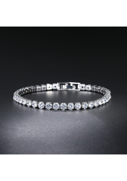 Düğün Kübik Zirkonya Bileklik Zincir Bağlantı Gümüş Ton 19CM (Yurt Dışından) fiyatları