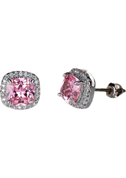 Beyaz Altın Kaplama Oluşturulan Pembe Pırlanta Küpe (Yurt Dışından) fırsatları