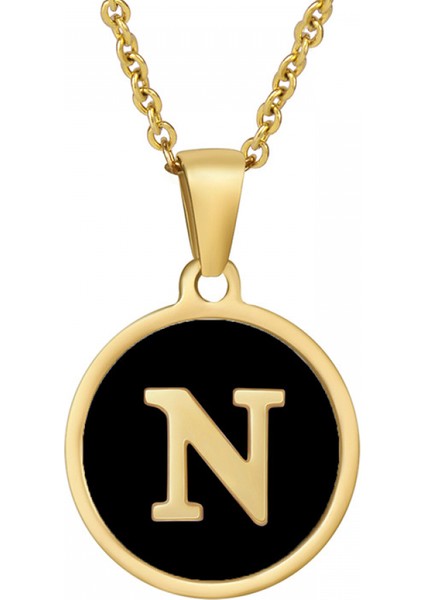 Kişiselleştirilmiş Ilk Kolye 18 K Altın Kaplama Paslanmaz Çelik Para Kolye Mektup Kolye Kadınlar Kızlar Için Unutulmaz Monogram Adı Kolye (Yurt Dışından)