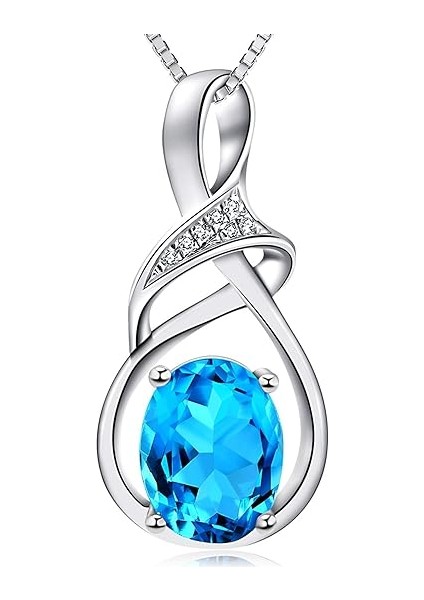 Yüksek Takı Doğal Taşlar Isviçre Mavi Topaz Ametist Sitrin Gümüş Kolye Kolye Kadın Hediyeler Mavi (Yurt Dışından)
