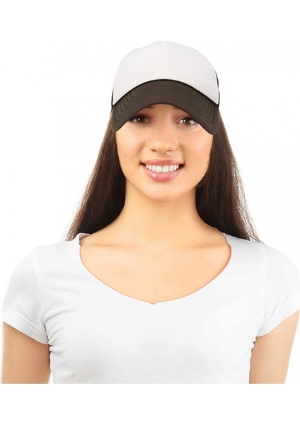 Ayarlanabilir Snapback Askılı Iki Renkli Trucker Şapka Yazlık Örgü Şapka, Kahverengi Beyaz (Yurt Dışından) fırsatları