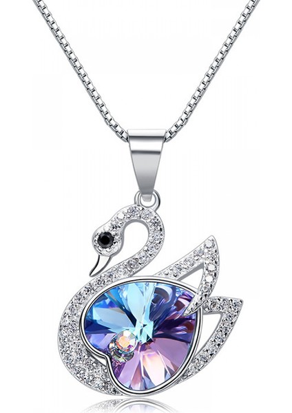 Romantik Sevgililer Yeni Yıl Hediyesi Mücevher Kolye, Kristal Kolye Kolye Takı Kadınlar Için Birthstone Kolye Kadınlar Için, Kuğu (Yurt Dışından)