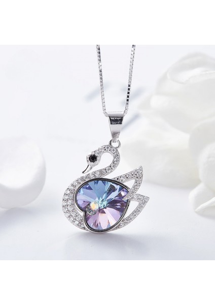 Romantik Sevgililer Yeni Yıl Hediyesi Mücevher Kolye, Kristal Kolye Kolye Takı Kadınlar Için Birthstone Kolye Kadınlar Için, Kuğu (Yurt Dışından) fırsatları