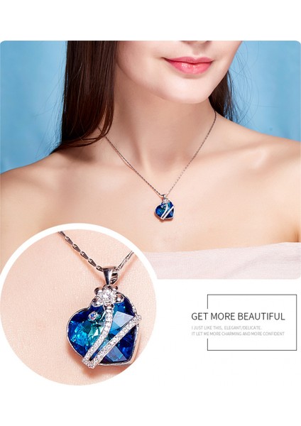 Romantik Sevgililer Yeni Yıl Hediyesi Mücevher Kolye, Kadınlar Için Kristal Kolye Kolye Takı Kadınlar Için Birthstone Kolye, Okyanusun Kalbi (Yurt Dışından) fırsatları