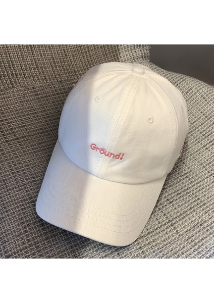 Unisex Basit Işlemeli Harf Ayarlanabilir Beyzbol Şapkası(Beyaz) (Yurt Dışından)