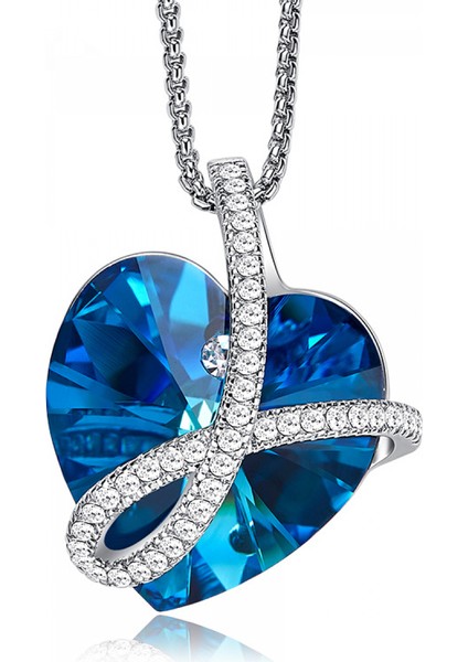 Romantik Sevgililer Yeni Yıl Hediyesi Mücevher Kolye, Kadınlar Için Kristal Kolye Kolye Takı Kadınlar Için Birthstone Kolye, Okyanusun Kalbi (Yurt Dışından)