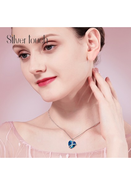 Romantik Sevgililer Yeni Yıl Hediyesi Mücevher Kolye, Kadınlar Için Kristal Kolye Kolye Takı Kadınlar Için Birthstone Kolye, Okyanusun Kalbi (Yurt Dışından)