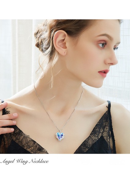 Okyanus Kalp Kolye Kadın Melek Kanatları Kristal Klavikula Kolye ----- Siyah Mor (Yurt Dışından) fırsatları