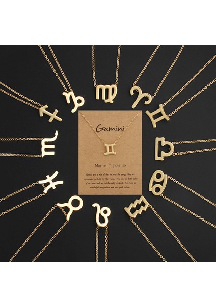 18K Altın Kaplama Burç Kolye, Kadın Kızlar Için Paslanmaz Çelik Astroloji Takı, 12 Takımyıldızı Kolye (Yurt Dışından) fiyatları