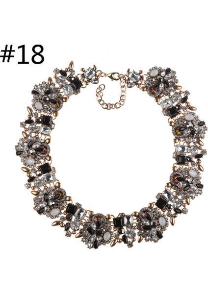 Siyah Kristal Rhinestone Bildirimi Kolye, Vintage Tıknaz Zincir Gerdanlık Yaka Önlük Bildirimi Kolye Kadınlar Için Moda Kostüm Takı Kolyeler (Yurt Dışından)
