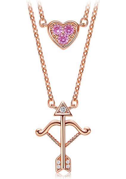 Romantik Sevgililer Yeni Yıl Hediyesi Mücevher Kolye, Kadınlar Için Kristal Kolye Kolye Takı Kadınlar Için Birthstone Kolye, Aşk Tanrısının Ok (Yurt Dışından)