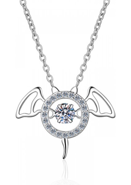 Zirkon Şeytan Kolye Kolye S925 Gümüş D Renk Kadınlar Için Ideal Kesim Pırlanta Kolye (Yurt Dışından)