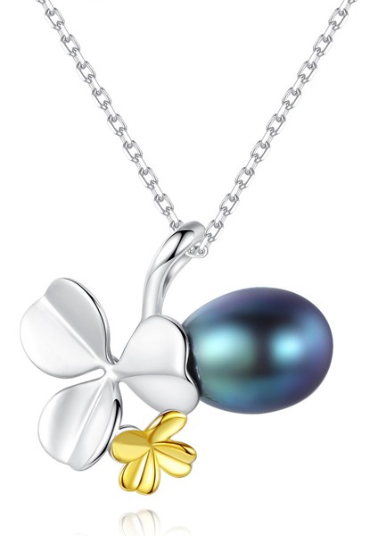 925 Ayar Gümüş Dört Yapraklı Yonca Inci / Aytaşı Kolye Birthstone Kolyeler Kadınlar Için Doğum Günü Anneler Günü Takı Hediyeler Anne Onun Kadın Kızlar Için (Yurt Dışından)