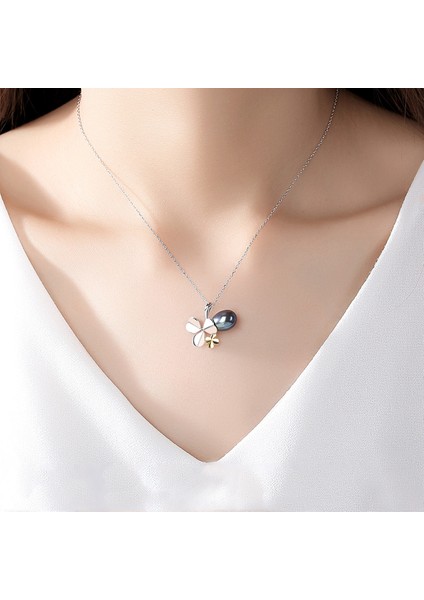 925 Ayar Gümüş Dört Yapraklı Yonca Inci / Aytaşı Kolye Birthstone Kolyeler Kadınlar Için Doğum Günü Anneler Günü Takı Hediyeler Anne Onun Kadın Kızlar Için (Yurt Dışından)
