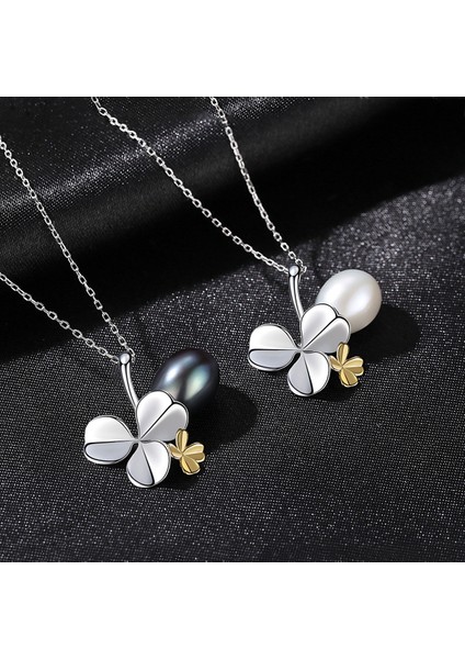 925 Ayar Gümüş Dört Yapraklı Yonca Inci / Aytaşı Kolye Birthstone Kolyeler Kadınlar Için Doğum Günü Anneler Günü Takı Hediyeler Anne Onun Kadın Kızlar Için (Yurt Dışından)