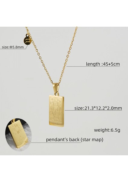 Burç Kolye Kadınlar Için Takımyıldızı Tarot Kartı Kolye Çift Taraflı Altın Paslanmaz Çelik Kolye Dostluk Takı Hediye Kızlar Için (Yurt Dışından) modelleri