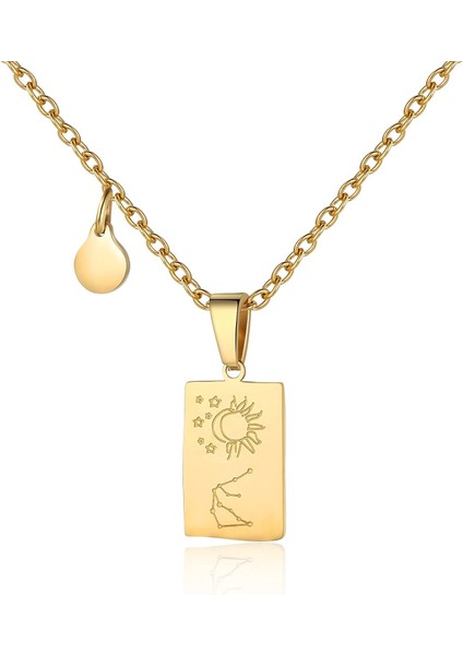 Burç Kolye Kadınlar Için Takımyıldızı Tarot Kartı Kolye Çift Taraflı Altın Paslanmaz Çelik Kolye Dostluk Takı Hediye Kızlar Için (Yurt Dışından) fırsatları