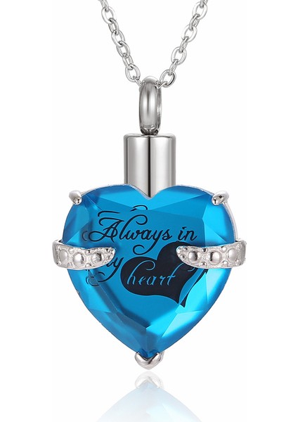 Hatıra Takı Birthstone Kristal Urn Kolye Kalp Anıt Hatıra Kolye Kül Tutucu Kremasyon Takı Külleri (Kraliyet Mavisi) (Yurt Dışından)