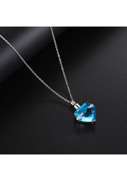 Hatıra Takı Birthstone Kristal Urn Kolye Kalp Anıt Hatıra Kolye Kül Tutucu Kremasyon Takı Külleri (Kraliyet Mavisi) (Yurt Dışından)