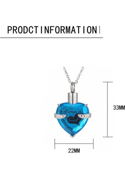 Hatıra Takı Birthstone Kristal Urn Kolye Kalp Anıt Hatıra Kolye Kül Tutucu Kremasyon Takı Külleri (Kraliyet Mavisi) (Yurt Dışından)