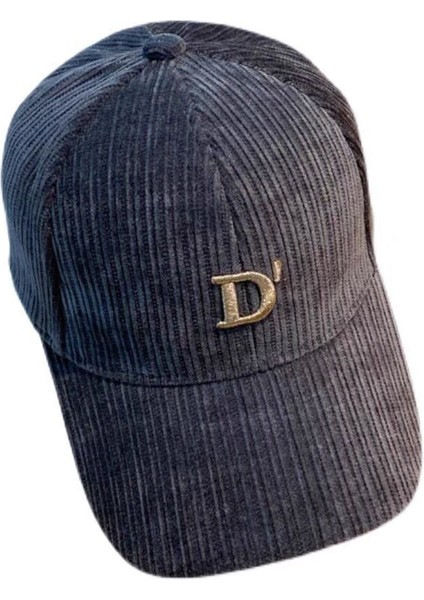 Şapka Kadın Sonbahar Mektubu Nakış Sıcak Kap, Kadife Beyzbol Şapkası (Gri) (Yurt Dışından)