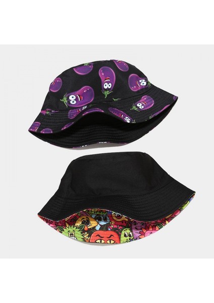 Sevimli Balıkçı Şapkası Kadın Plaj Balıkçısı Şapkası, Çift Taraflı Giyilebilir Unisex (Patlıcan-Beyaz) (Yurt Dışından) modelleri