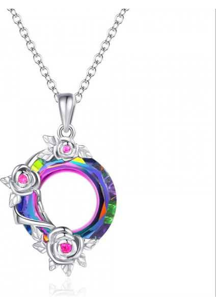 Romantik Sevgililer Yeni Yıl Hediyesi Mücevher Kolye, Kadınlar Için Kristal Kolye Kolye Takı Kadınlar Için Birthstone Kolye, Kristal Gül (Yurt Dışından)