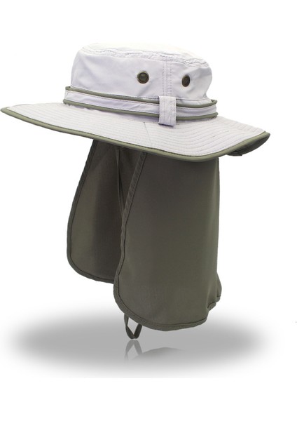 Boyun Kapaklı Erkek Güneş Şapkası Çabuk Kuruyan Uv Koruyucu Şapka Balıkçılık Şapkası (Bej + Ordu Yeşil Şal) (Yurt Dışından) fiyatları