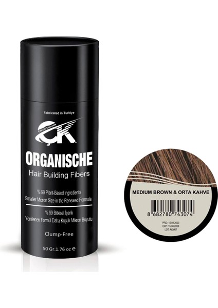 Hair Building Fibers 50 gr Orta Kahve  Saç Tozu