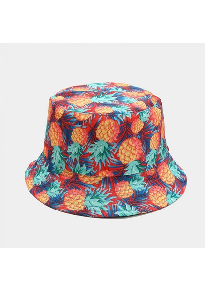 Paketlenebilir Çift Taraflı Renkli Meyve Baskılı Balıkçı Kovalı Güneş Şapkası, Birçok Desen (Yurt Dışından)