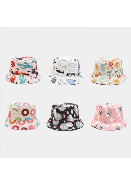Kadınlar Için Sevimli Kova Şapka Plaj Balıkçı Şapkaları, Çift Taraflı Giyilebilir (Yurt Dışından) modelleri