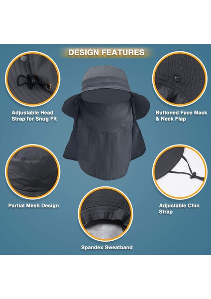 Balıkçı Şapkası Güneş Koruma Şapkası - Erkekler ve Kadınlar Için Premium Upf 50+ Katlanabilir Kapaklı Boonie Şapkası (Haki) (Yurt Dışından) fiyatları