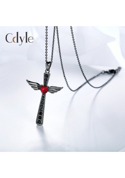 Romantik Sevgililer Yeni Yıl Hediyesi Mücevher Kolye, Kadınlar Için Kristal Kolye Kolye Takı Kadınlar Için Birthstone Kolye, Melek Kanatları Çapraz (Yurt Dışından) modelleri