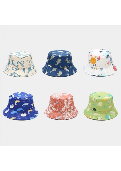 Unisex Deniz Animail Desenli Baskılı Kova Şapka Çift Taraflı Aşınabilen Çift Taraflı Balıkçı Şapkası (Yurt Dışından) fırsatları