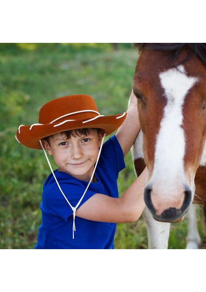 Çocuklar Keçe Kovboy Şapkası 1 Parça Yürümeye Başlayan Kovboy Kız Şapka Noel Kostüm Şapka Çocuk Doğum Günü Partisi (Yurt Dışından) fiyatları