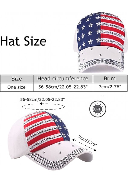 Bling Rhinestone Tasarımlı Kadın Beyzbol Şapkası Ayarlanabilir Amerikan Bayrağı Şapkaları (Yurt Dışından) fiyatları