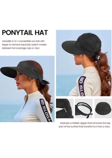 Plaj, Balık Tutma, Yürüyüş, Kamp, Seyahat Için Kadın Upf 50+ Uv Güneş Korumalı Dönüştürülebilir Plaj Şapkası (Gri Mavi) (Yurt Dışından) modelleri