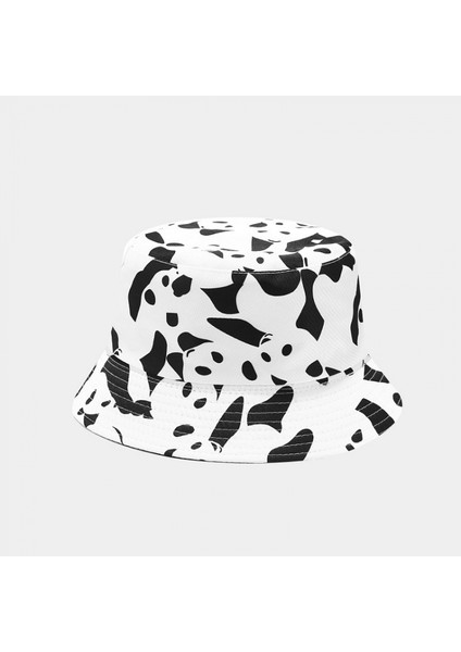 Unisex Ayı Desenli Kova Şapka Çift Taraflı Aşınabilen Çift Taraflı Balıkçı Şapkası (Yurt Dışından)