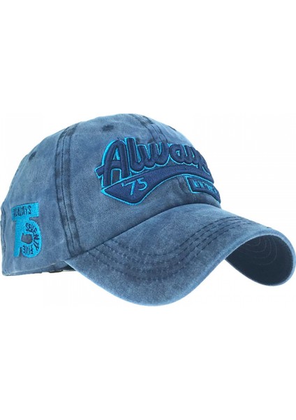 Beyzbol Şapkası Yıkanmış Tam Kapak Yıpranmış Güneş Şapkası Erkek ve Kadın Yeni Şapka (Lacivert) (Yurt Dışından)