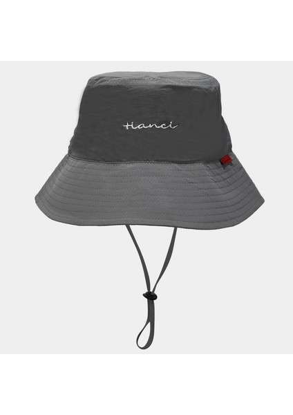 Balıkçı Şapkaları Rüzgar Geçirmez UPF50+ Uv Koruma Kovası Plaj Örgü Güneş Şapkası 56-58CM, Koyu Gri (Yurt Dışından)