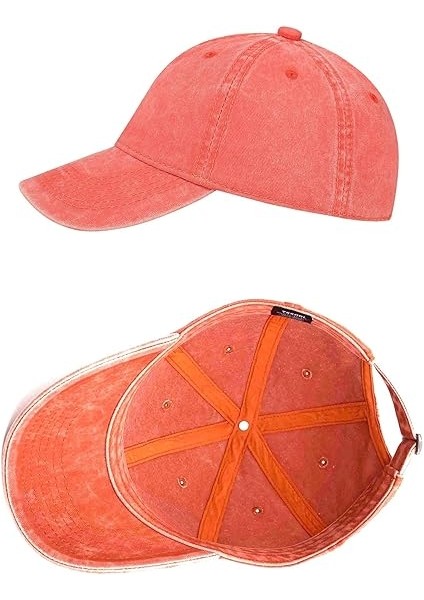 Erkekler ve Kadınlar Için Vintage Pamuklu Yıkanabilir Ayarlanabilir Beyzbol Şapkası, Düz Renk Klasik Vintage Baba Şapkası-Turuncu (Yurt Dışından) modelleri