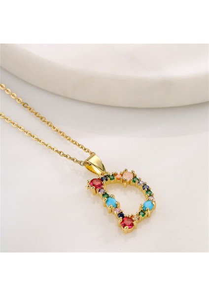 Kadın Kolyeleri - Ingilizce D Harfi Kolye Kolye Kakma Renkli Değerli Taşlar Klavikula Zinciri Kadın Takıları (Yurt Dışından) modelleri