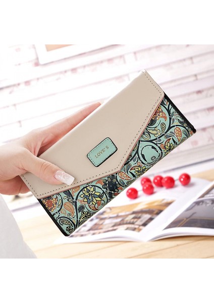 Womens Leather Wallet Purse Handbag Floral Money Clips Credit Card Case Holder---Green (Yurt Dışından) modelleri
