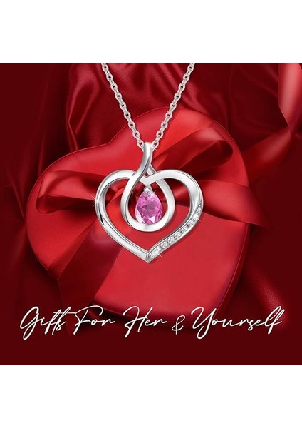 Yüksek Takı Birthstone Kolye Bayanlar Gümüş Gerçek Veya Oluşturulmuş Değerli Taşlar Sonsuza Kadar Aşk Kalp Kolye Kolye Pembe (Yurt Dışından)