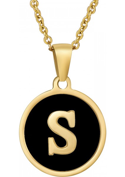 Kişiselleştirilmiş Ilk Kolye 18 K Altın Kaplama Paslanmaz Çelik Para Kolye Mektup Kolye Kadınlar Kızlar Için Unutulmaz Monogram Adı Kolye (Yurt Dışından)