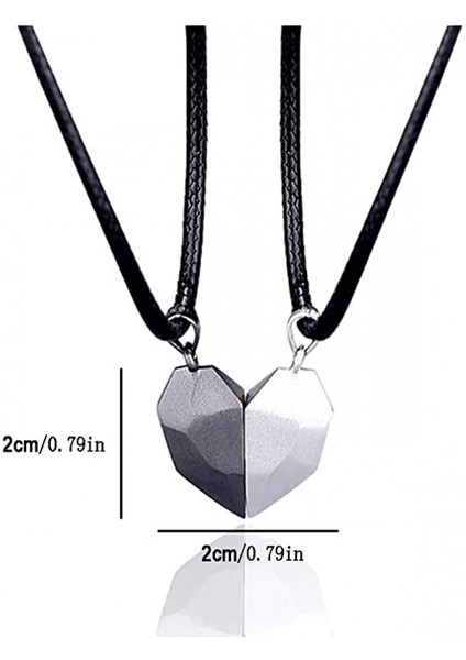 Avekı Çift Için Iki Ruh Tek Kalp Kolye Kolye, Dilek Taşı Yaratıcı Mıknatıs Çiftler Kolye, Siyah + Gümüş 02 (Yurt Dışından)