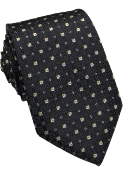 Erkek Pötikareli Çizgili Kravat Desenli Iş Resmi Tasarımcı Kravatlar 3.15", Siyah (Yurt Dışından)