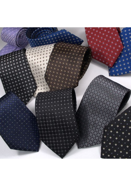 Erkek Pötikareli Çizgili Kravat Desenli Iş Resmi Tasarımcı Kravatlar 3.15", Siyah (Yurt Dışından) fiyatları