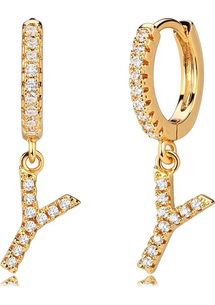 Avekı 18K Zarif Altın Kaplama Açacağı Kübik Zirkon Harf Charm Huggie Hoop Küpeler Harfleri Az 26 Harf Charm Küpeler Kişiselleştirilmiş Minik Dangle Minimalist Ilk Takı Sembolik Hediye (Yurt Dışından)