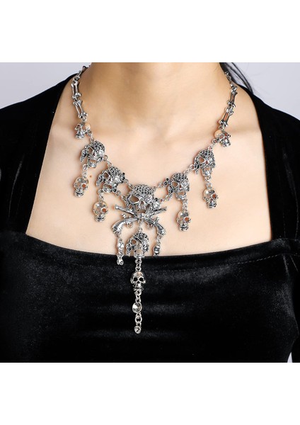 Kafatası Bildirimi Kolye-Gotik Vintage Bohem Etnik Çingene Bildirimi Festivali Önlük Kolye Takı Karnaval Cadılar Bayramı (Yurt Dışından) modelleri